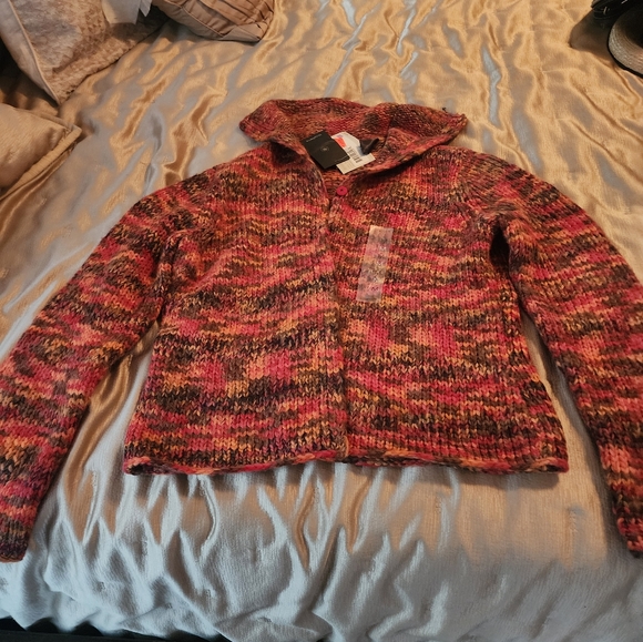 Liz Claiborne Sweaters - Liz Claiborne Red/Orange/Yellow/Brown/Green Autumn Wool Cardigan Sweater M